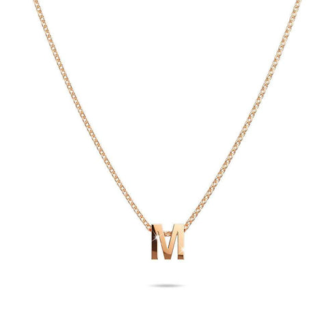 Initials Brick Alphabet Letter Necklace Rose Gold Layered Steel Jewellery